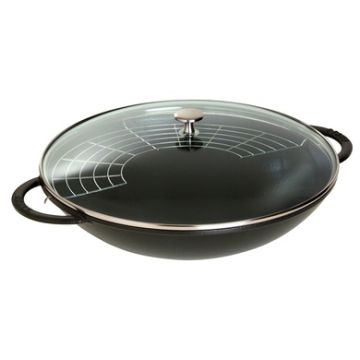 Staub - 6qt Cast Iron Wok Matte Black