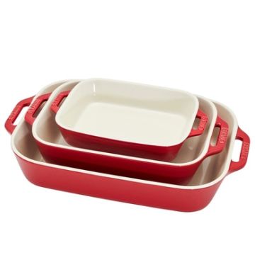 Staub - 3pc Ceramic Rectangular Baking Dish Set Cherry