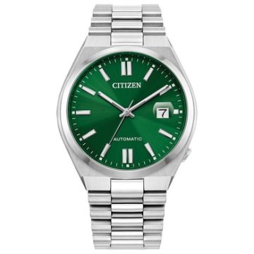 Men's Tsuyosa Automatic Silver-Tone Stainless Steel Watch Green Dial