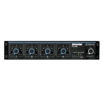 Shure SCM410 Four-Channel Automatic Microphone Mixer (110V) with Logic Control and EQ per Channel, AC only, Half Rack Space Single and Dual Mount