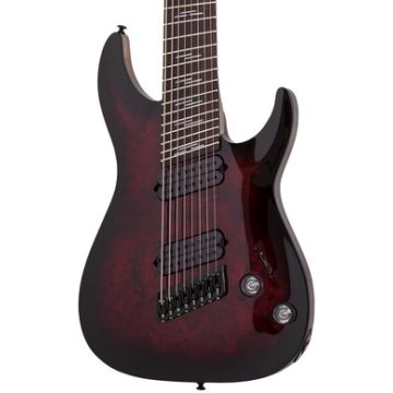 Schecter Omen Elite-8 Multiscale Electric Guitar. Black Cherry Burst