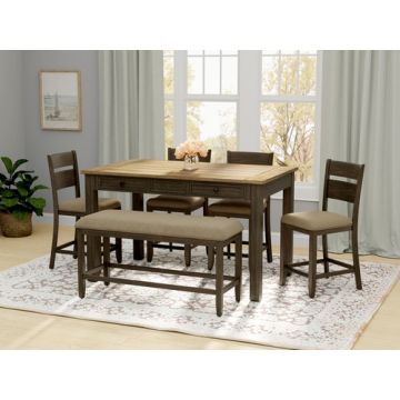 Sarasota Mangrove & Dark Brown 6 Piece Gathering Height Table Set