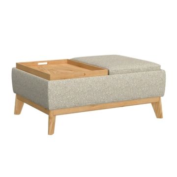 Reverie White Pepper Reversible Tray Ottoman