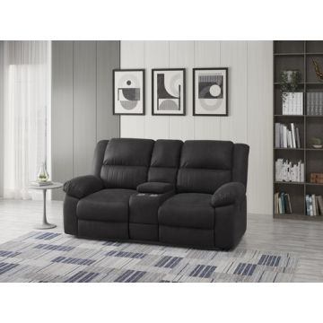 Navaro Black Licorice Reclining Console Loveseat