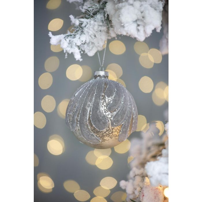 Christmas Ball Ornaments, Glass Decorative Hanging Ball Christmas Tree Ornaments For Holiday Party Decorations (Set of 6) - Silver 1
