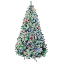 6FT Prelit Artificial Christmas Tree with Snow Flocked Branches and ...