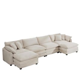 Cloud Like Comfy Soft Upholstered 4 Seater Modular Sofa With Ottomans ...